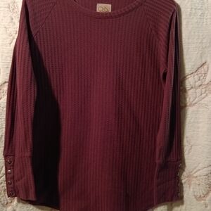 Women's Burgundy Long Sleeve Top